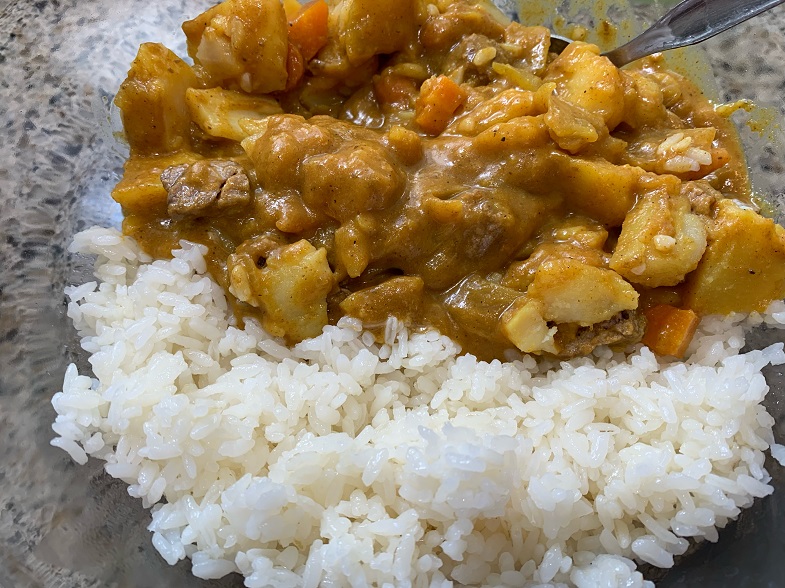 rice and curry in a bowl